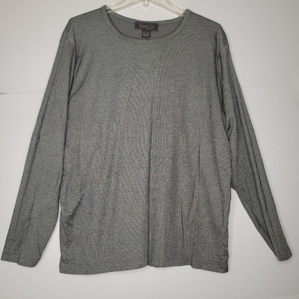 Lane Bryant Soft Ribbed Gray Long Sleeve Top Minimalist Comfort (22/24)Crewneck